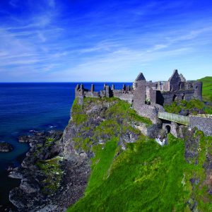 Dunluce Castle is sited dramatically close to the edge of a headland, along the North Antrim coast. Surrounded by jaw dropping coastal scenery, this medieval castle stands where an early Irish fort was once built and where its history can be traced back to early Christians and Vikings. 

Find out more on the Northern Ireland Environment Agency website