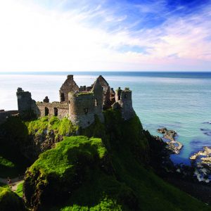 Dunluce Castle is sited dramatically close to the edge of a headland, along the North Antrim coast. Surrounded by jaw dropping coastal scenery, this medieval castle stands where an early Irish fort was once built and where its history can be traced back to early Christians and Vikings. 

Find out more on the Northern Ireland Environment Agency website